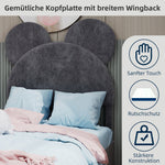 Upholstered Bed, Minimalist with Cartoon Headboard, 90x200 cm, Grey