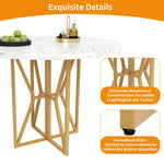 Round Dining Table 80cm 4-6 Seater Gold Legs - Marbled MDF