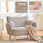 Modern Two-Seater Sofa with Armrest Cushions and Storage Bag, Loop Fabric