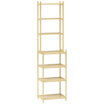 Bathroom Shelf, 7-Tier Storage Rack, Natural Bamboo