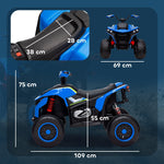 Electric Quad Bike for Children with LED Headlights and Music, Blue