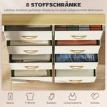 Bedroom Chest of Drawers, 8 Fabric Drawers, Steel, Beige