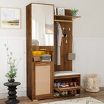 Wardrobe Set Mirror Shoe Cabinet Bench 6 Hooks - 16-Color LED Lighting