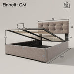 Upholstered Bed 90x200cm, Adjustable Headboard, Velvet, Light Grey