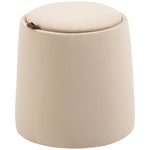 Ottoman Stool Round Storage Beige Velvet