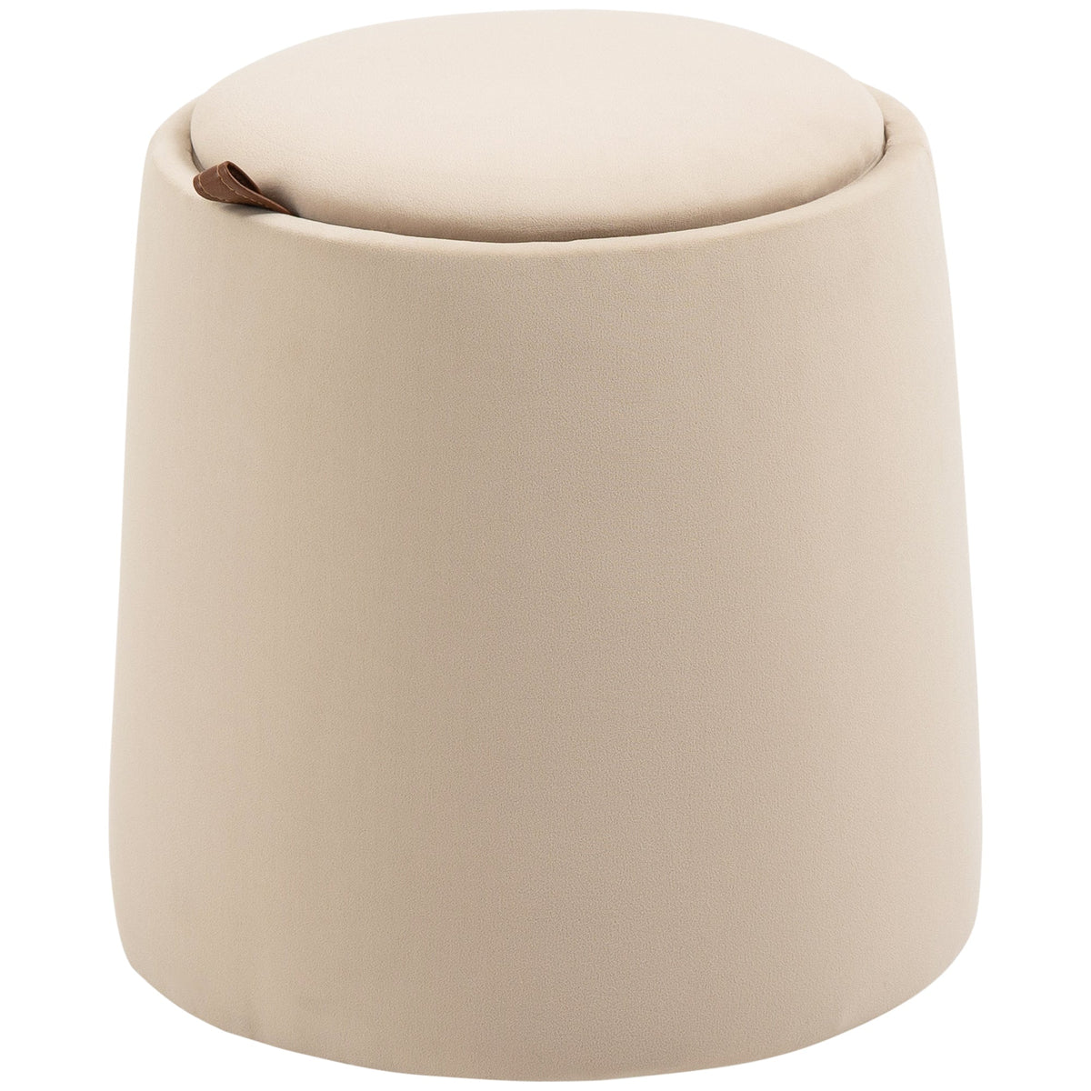 Ottoman Stool Round Storage Beige Velvet