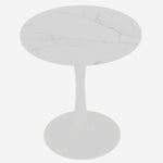Coffee Table 27.6-inch Round Marble Mid-Century Modern 2-4 Person White Finish