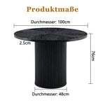Round Dining Table 100cm 4-6 Seater Storage Base - Black MDF