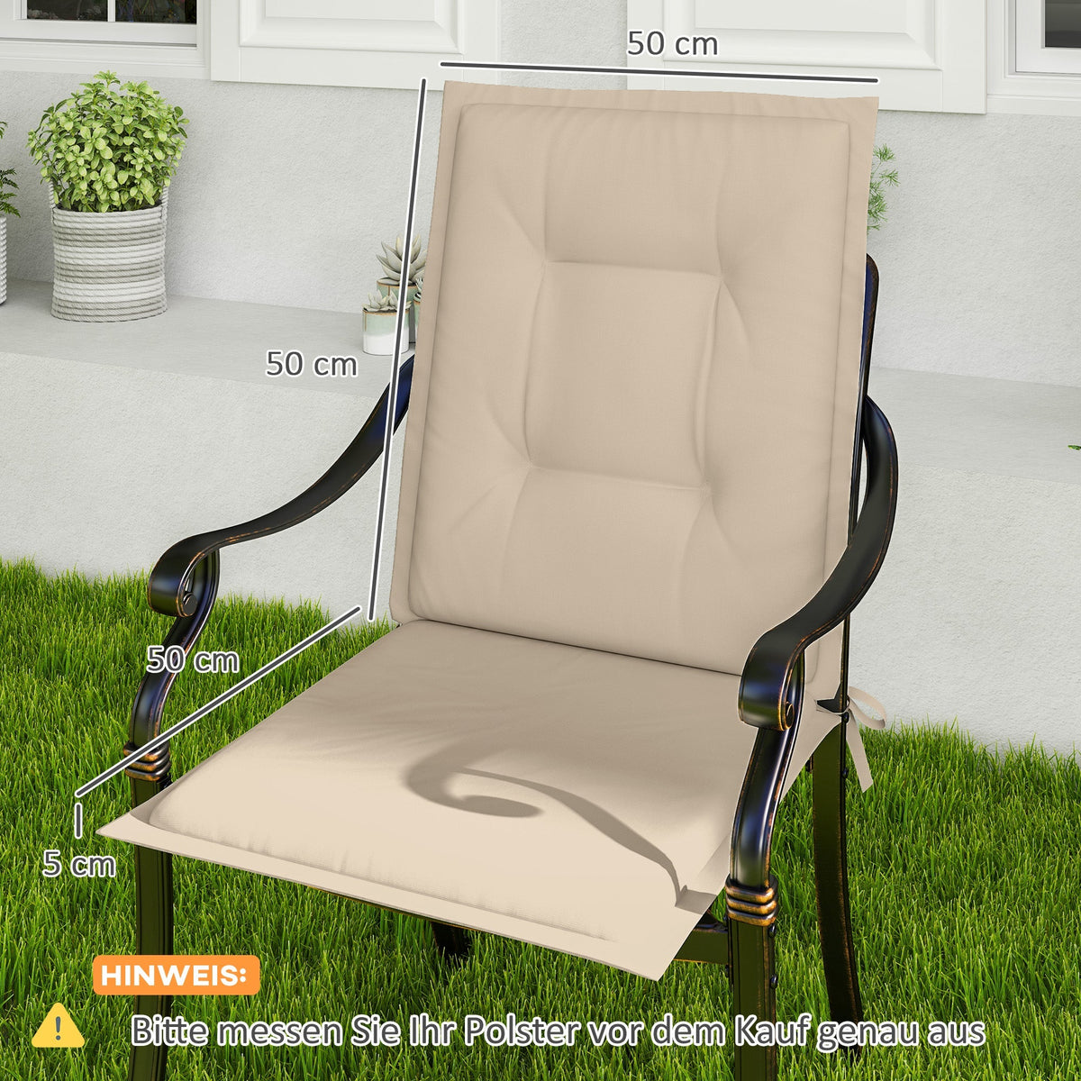 Seat Cushions, Set of 4 Chair Pads, Outdoor Indoor, Beige