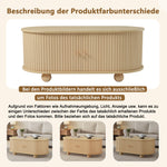 Oval Coffee Table with Storage and Sliding Doors, Multifunctional, Wood Colors