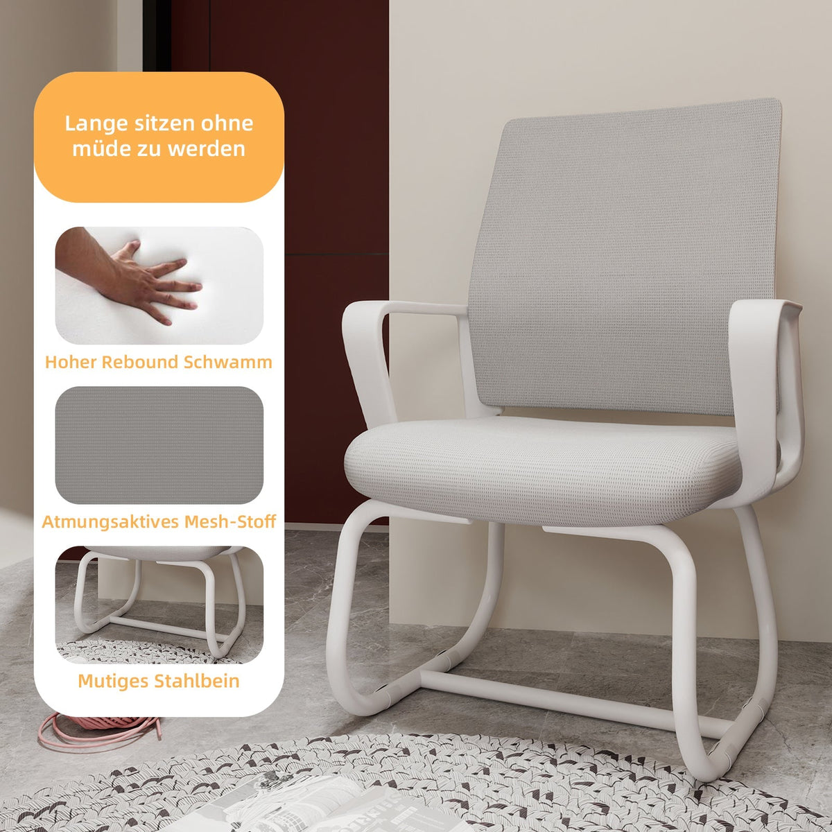 Minimalist Modern Office Chair, Soft & Comfortable, Metal Frame