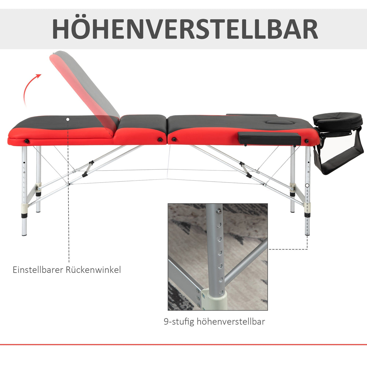 Massage Table Foldable Height-Adjustable 215x60cm Aluminum & Foam