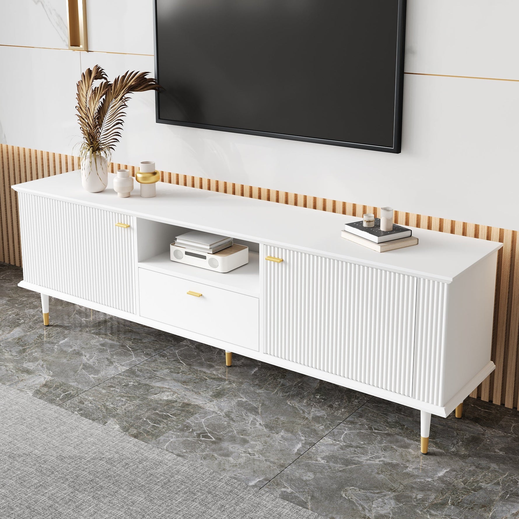 TV Stand with Storage and Cable Management