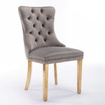 A&A Furniture Nikki Collection Tufted Velvet Dining Chair Set of 2 Golden Legs - Grey/Gold
