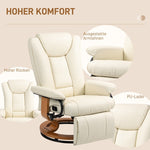 Relaxing Chair Swivel TV Chair Reclining Footrest Faux Leather Cream White