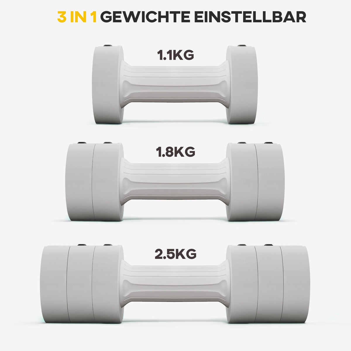 Dumbbells, Adjustable Weight, Plastic White
