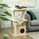 Cat Tree, Scratching Post, Perch, Hammock, Cream
