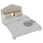 Modern Soft Bed 160x200cm Comfortable Headboard - Beige