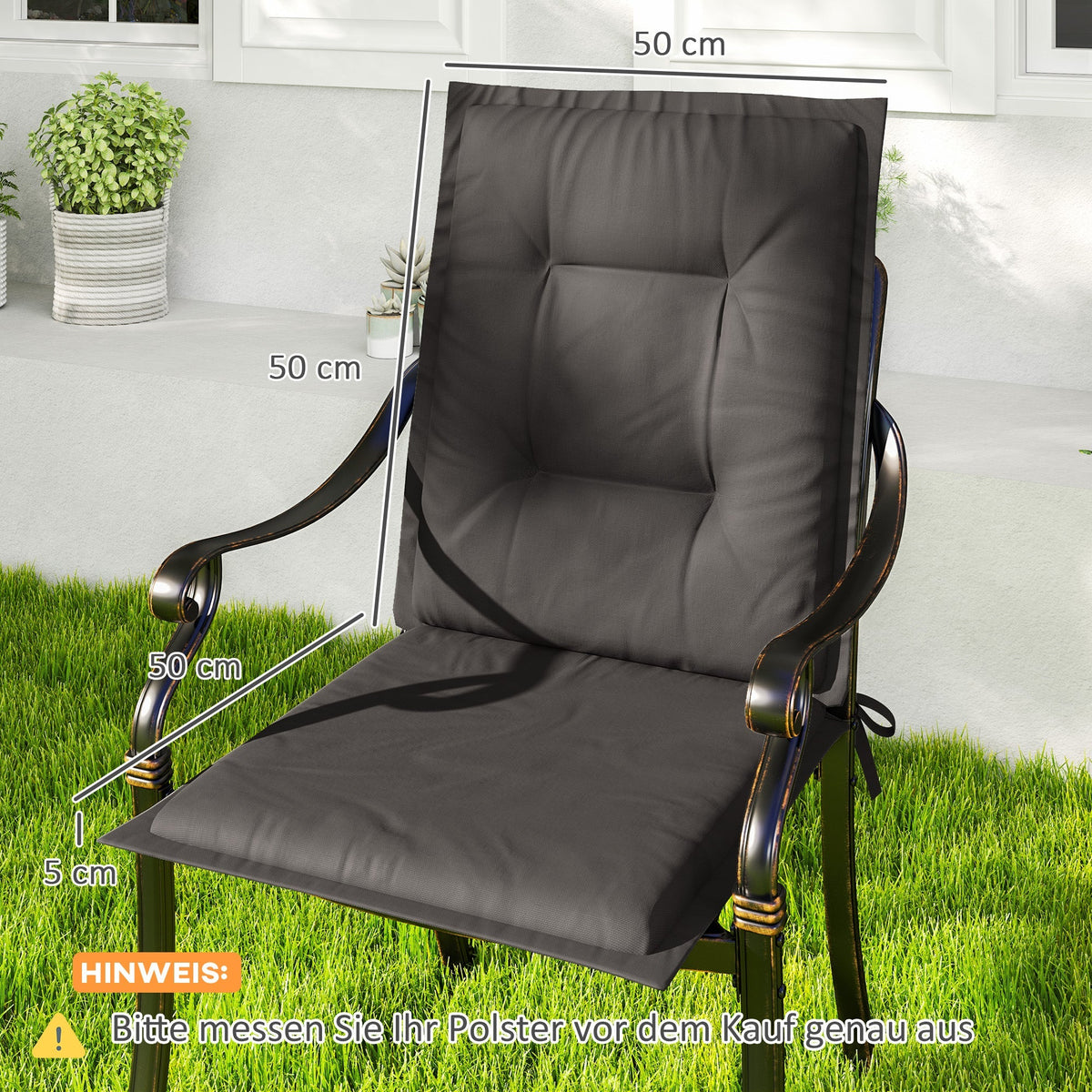 Seat Cushions, 4 Pack, 108 x 50 x 5 cm, with Ties, Dark Grey