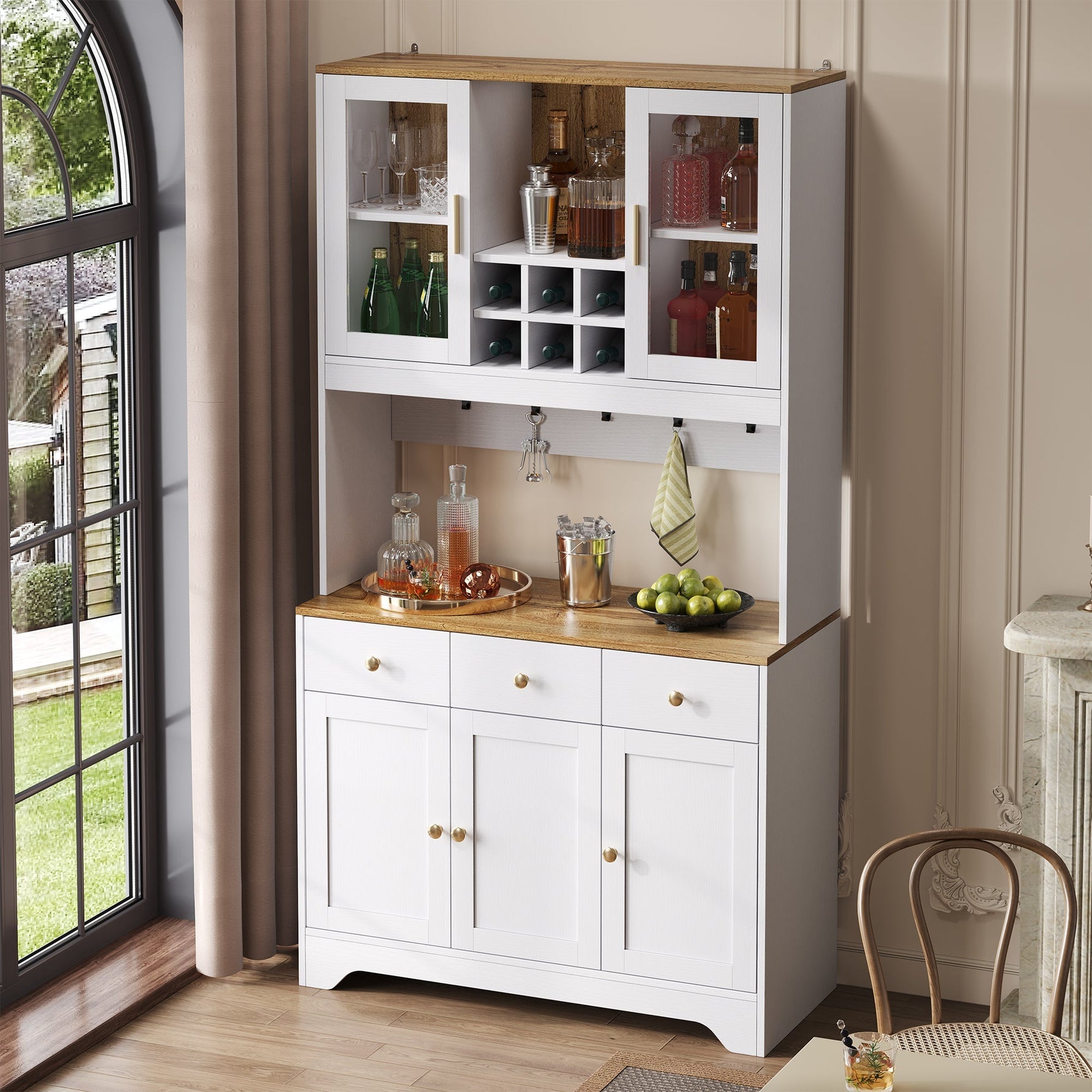 Sideboard Tall Cabinet 94.5x30x175.5 cm White Wood Grain
