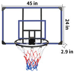 Wall Mounted Basketball Hoop, Adjustable Height Shatterproof Heavy-Duty Steel