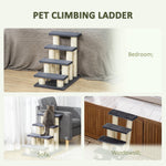 Pet Stairs 4-Step Dog & Kitten, Soft Plush, Grey