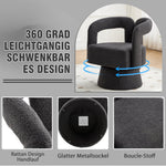 Cuddle Barrel Accent Chair, 360-Degree Rotating Fluffy Fabric, Dark Gray