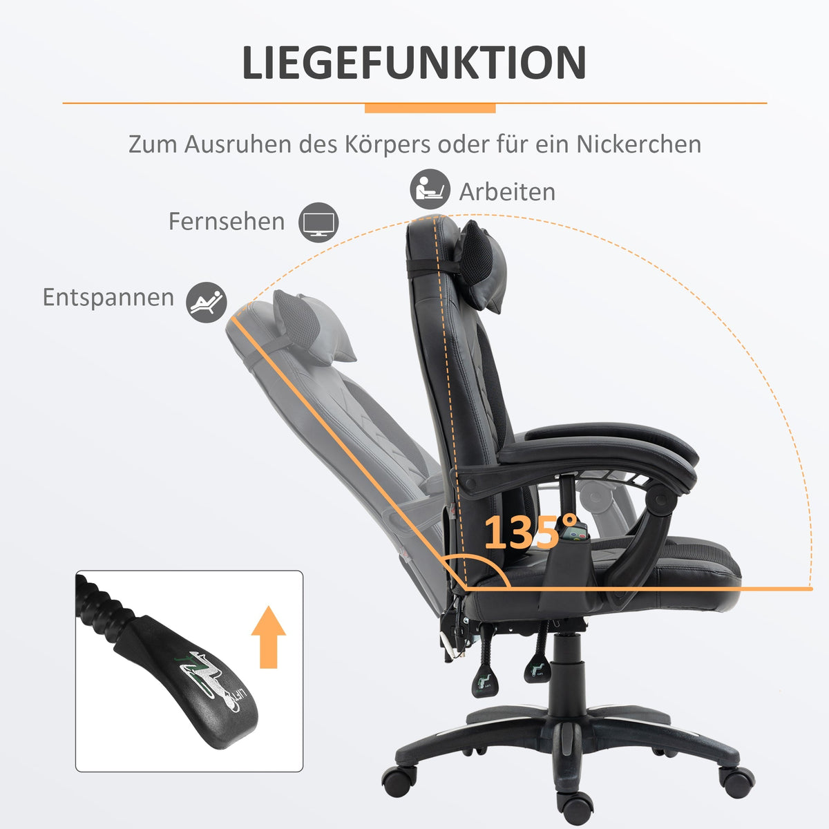 Gaming Chair Ergonomic with Heat & Vibration, Faux Leather