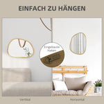 Asymmetrical Wall Mirror 70x50cm Antioxidant Wooden Frame, Natural