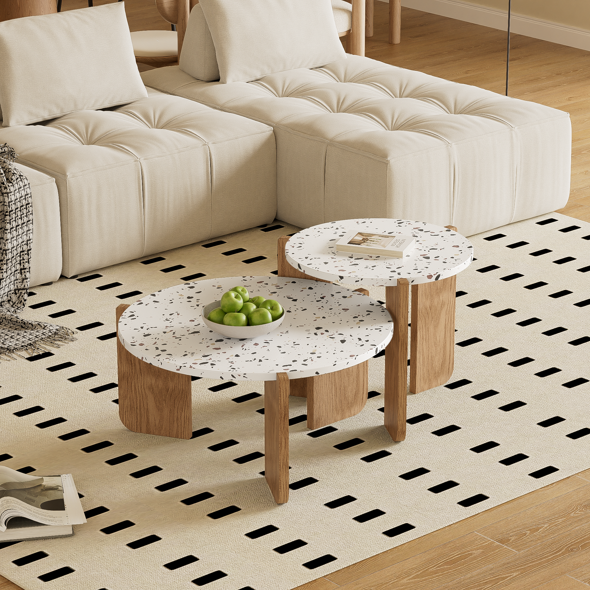 Modern Modular Coffee Table Set of 2 for Living Room, Sofa Side, Balcony