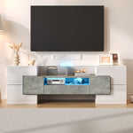 TV Cabinet Lowboard 145cm LED Lighting Modern High-Gloss White