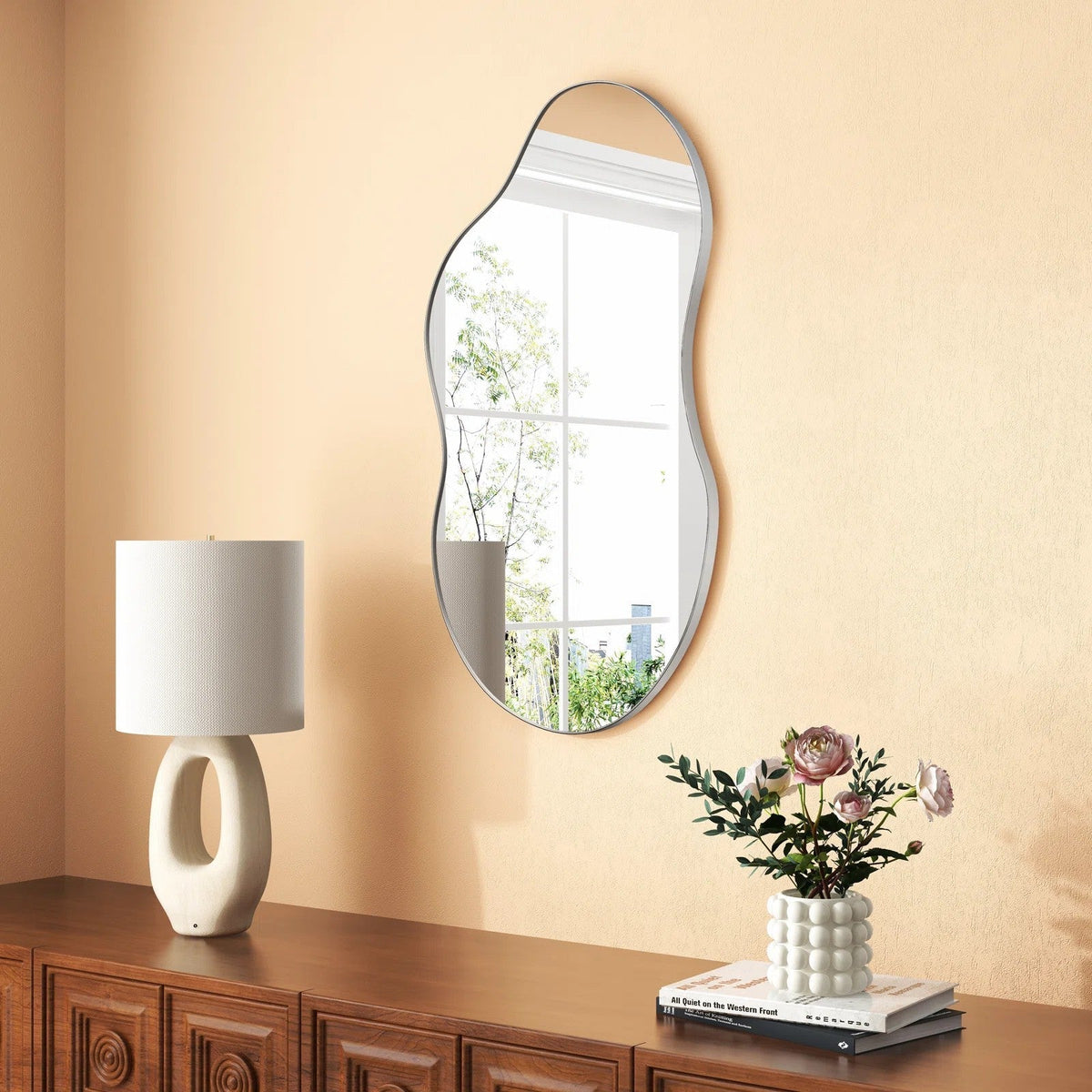 Wall Mirror 43'' Asymmetrical Metal Frame