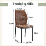 Dining Chairs Set of 4, Lightweight Luxury Style with Tech Fabric and Metal Legs, Brown and Black