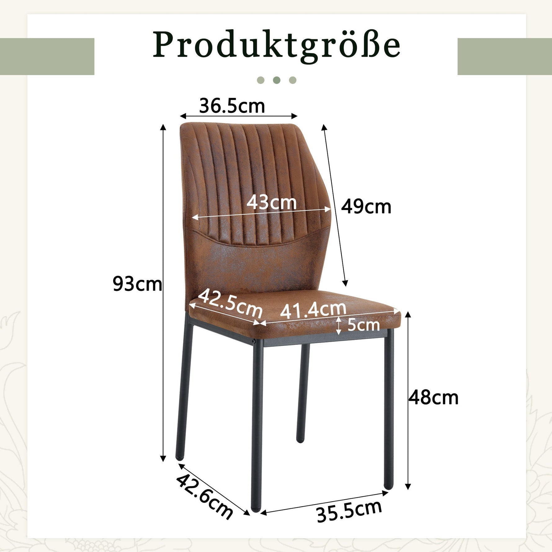 Dining Chairs Set of 4, Lightweight Luxury Style with Tech Fabric and Metal Legs, Brown and Black