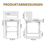 Bar Stools 2-Pack Nordic Style Modern Square Design Silver Metal Legs