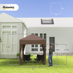 Folding Pavilion 2x2m UV Protection Side Panels Windows Oxford Fabric Brown