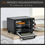 Mini Oven 21L, 3 Cooking Modes, 1400W, Black+Silver