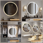 70cm LED Round Bathroom Mirror, Anti-Fog & Dimmable Light