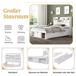 Single Bed with USB Port, Drawers and Storage Cabinet, White