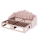 Upholstered Sofa Bed with Pet Bed and Backrest, 180x200cm, Pink Velvet