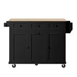 Mobile Kitchen Island Extendable Dining Area Waste Bin & Drawers - Black
