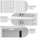 Bathroom Cabinet, Wall-Mounted with Basket Doors & Adjustable Shelves, White