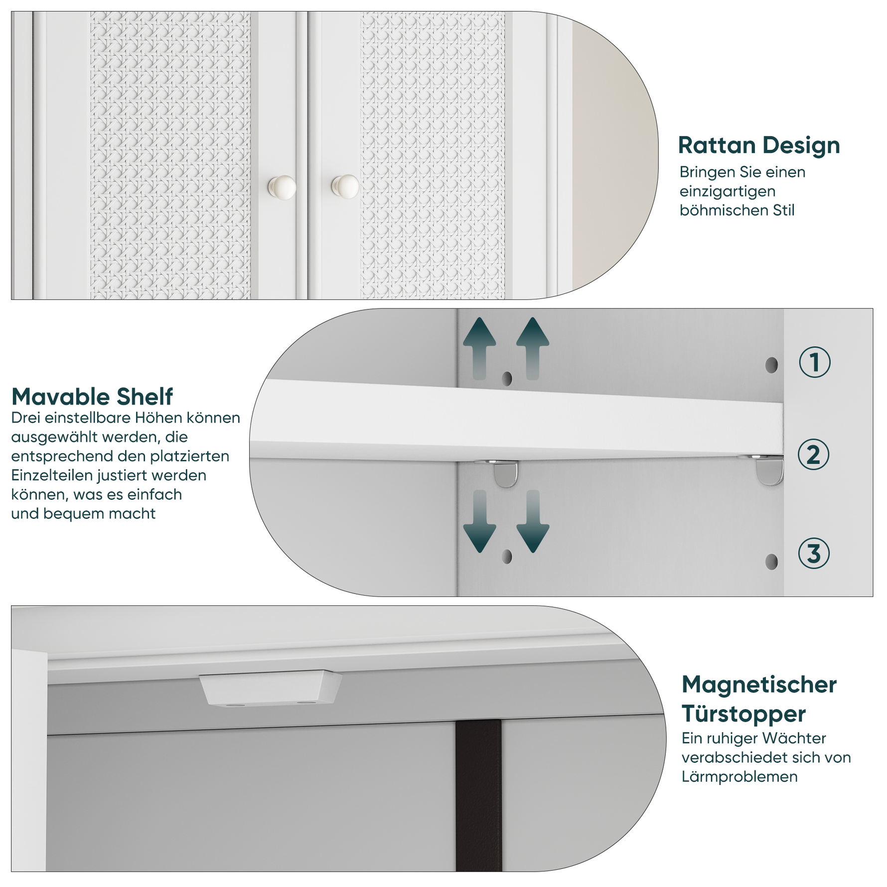 Bathroom Cabinet, Wall-Mounted with Basket Doors & Adjustable Shelves, White