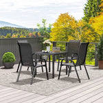 Garden Table Aluminum 73x73cm Weatherproof 4-Person Black
