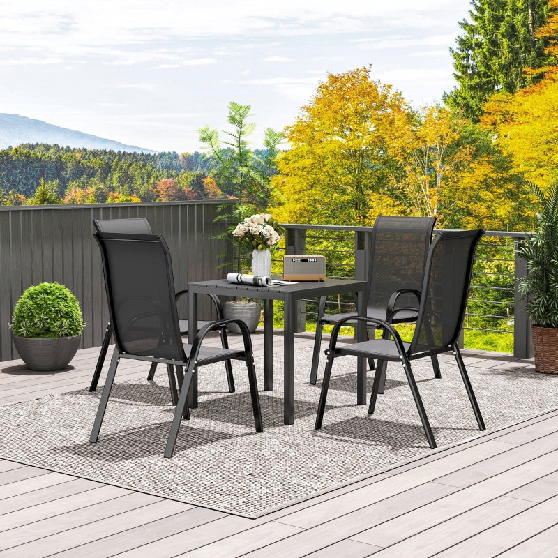 Garden Table Aluminum 73x73cm Weatherproof 4-Person Black