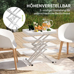 Side Table, Height Adjustable, Foldable, Outdoor Indoor, White Plastic