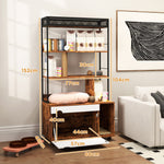 Cat Litter Cabinet, 2-in-1, 3-Tier Shelf, Scratching Post, Rustic Brown