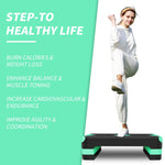 Aerobic Exercise Stepper Adjustable Height 3-Level 27" Platform - Green