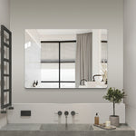 Frameless Bathroom Mirror 50x70 cm, Rounded Corners, Silver Glass