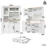 Tall Kitchen Cabinet Display Case with LED Lighting and Glass Doors, White and Black